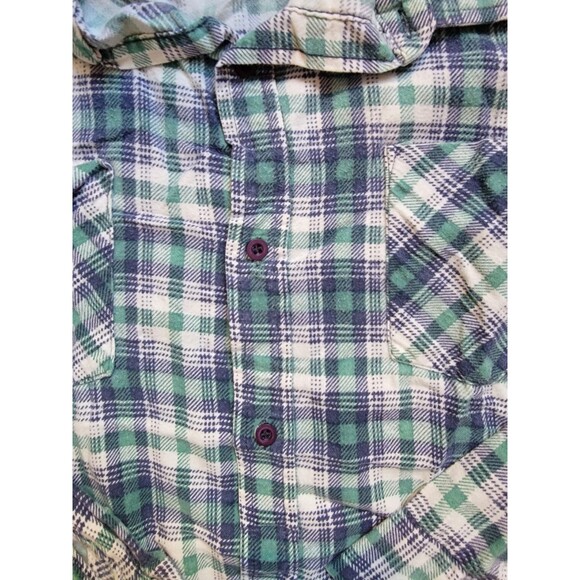 Vintage Ozark Trail Shirt Mens Large Blue Long Sleeve Button Plaid Flannel 90s - Picture 2 of 4